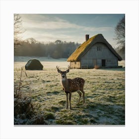 Deer In Frost Canvas Print