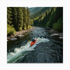 Kayaker On A River Canvas Print