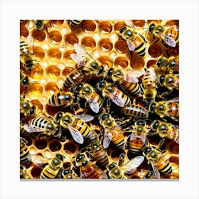 Bees Insects Pollinators Honey Hive Queen Worker Drone Nectar Pollen Colony Honeycomb St (9) Canvas Print