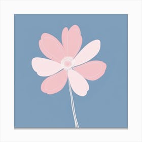 A White And Pink Flower In Minimalist Style Square Composition 68 Canvas Print