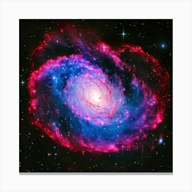 A Mesmerizing Spiral Galaxy Explosion Dappled In The Hues Of Pink And Red Celestial Bodies Transiti (1) Canvas Print