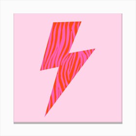 Pink and Orange Zebra Print Lightning Bolt Canvas Print