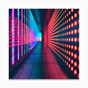 Neon Lights In A Hallway Canvas Print