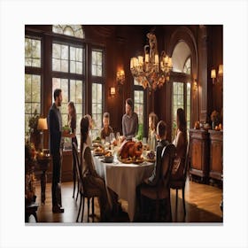 Family Thanksgiving Table Canvas Print