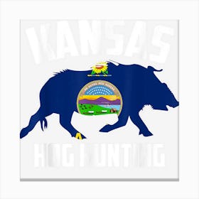 Kansas Hog Hunting Pig Wild Boars Boar Hog Hunter Flag Canvas Print