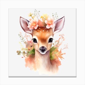 Deer With Flowers 1 Canvas Print