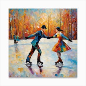 Couple Ice Skating Canvas Print