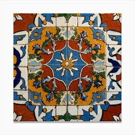 A Colorful Tile On A Wall Canvas Print