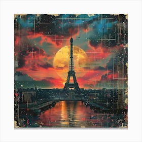Paris At Sunset, collage Canvas Print