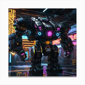 Robot In The City dgb Canvas Print