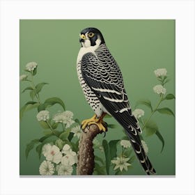 Ohara Koson Inspired Bird Painting American Kestrel 3 Square Canvas Print
