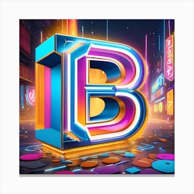 Neon Letter B 1 Canvas Print