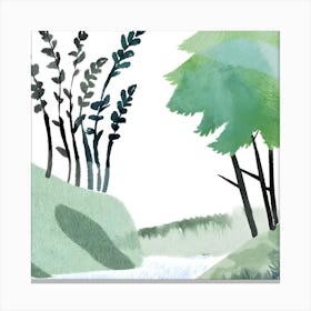 Watercolor Of A Stream Canvas Print