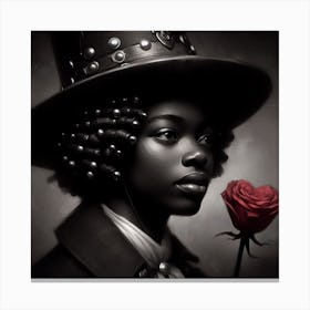 Black Woman With A Rose Canvas Print