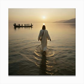 Jesus Walking In The Water 1 Canvas Print