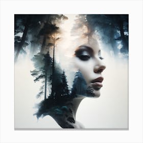 Double Exposure Of A Woman Canvas Print