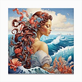 Sea girl art Canvas Print