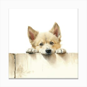 Puppy On A Fence Canvas Print