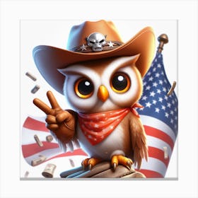 Owl In Cowboy Hat 1 Canvas Print