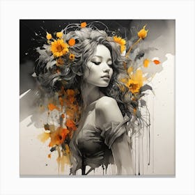 Girl With Sunflowers Canvas Print