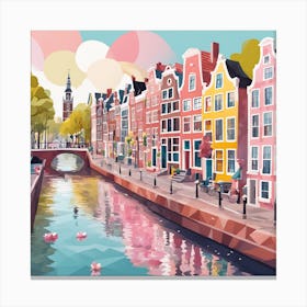 Amsterdam City Low Poly (10) Canvas Print