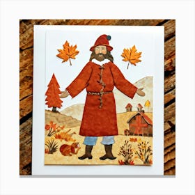 A Seasonal Autumn Greeting Card Joyfully Featuring A Cheerful Pilgrim Adorned In The Traditional Br (5) 1 Canvas Print