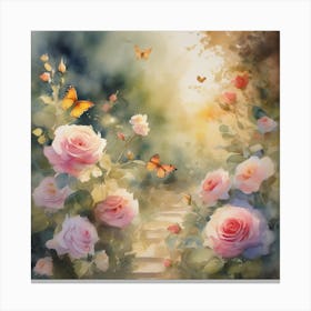 Into The Garden Vibrant Flowers 3 Canvas Print