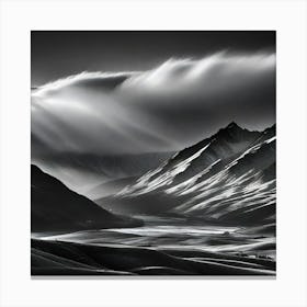 Black And White Mountain Landscape 2 Canvas Print