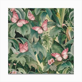 William Morris Print Pink Butterfly Botanical 6 Canvas Print