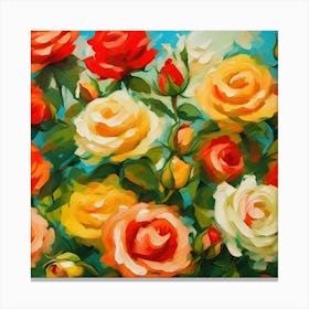 Roses In The Garden Canvas Print