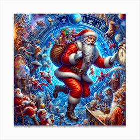 Santa Claus In A Clock Canvas Print
