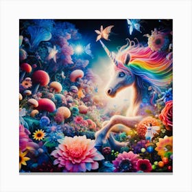 Unicorn In The Forest 3 Canvas Print