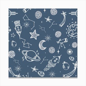 Space Voyage Blue Canvas Print