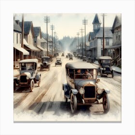 Early Small Town America And The Automobile ~Reimagined 2 Canvas Print