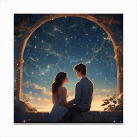 Stargazing Couple Canvas Print