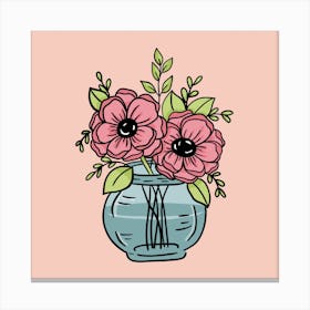 Peonies In A Vase Canvas Print