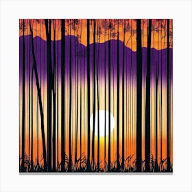 Sunset In The Bamboo Forest Canvas Print