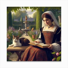 Lady Reads A Book Canvas Print