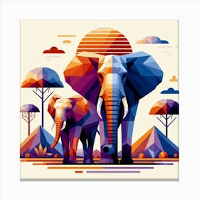 The Understanding Duo Elephants In The Savannah Canvas Print