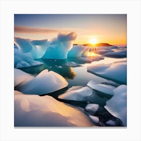 Icebergs At Sunset 48 Canvas Print