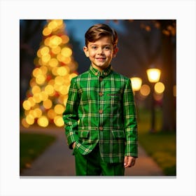 Boy In A Green Plaid Suit Canvas Print