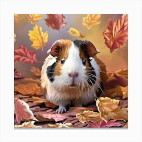 Guinea Pig & Falling Autumn Leaves Canvas Print