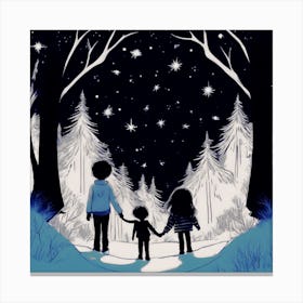 Family Walk In The Woods Canvas Print