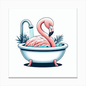 Flamingo In Bathtub Canvas Print