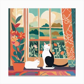 Matisse Inspired Open Window Cat Art Print 4 Canvas Print