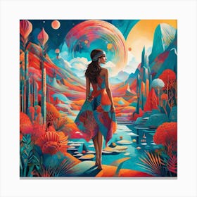 Young Girl's Wonderland Abstract Painting Canvas Print