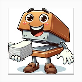 Paper Stapler Mascot Canvas Print