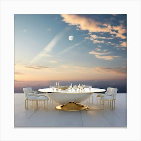 Dining Table In The Sky Canvas Print