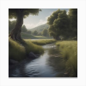 Stream In The Grass 6 Canvas Print