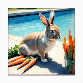 Rabbits By The Pool Canvas Print